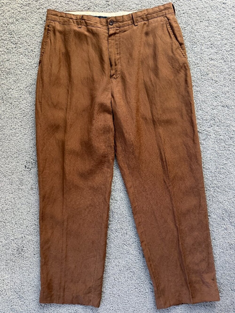 Vintage Polo Ralph Lauren MX Linen Silk Pants Brown 36/30 Luxury Trousers - EUC